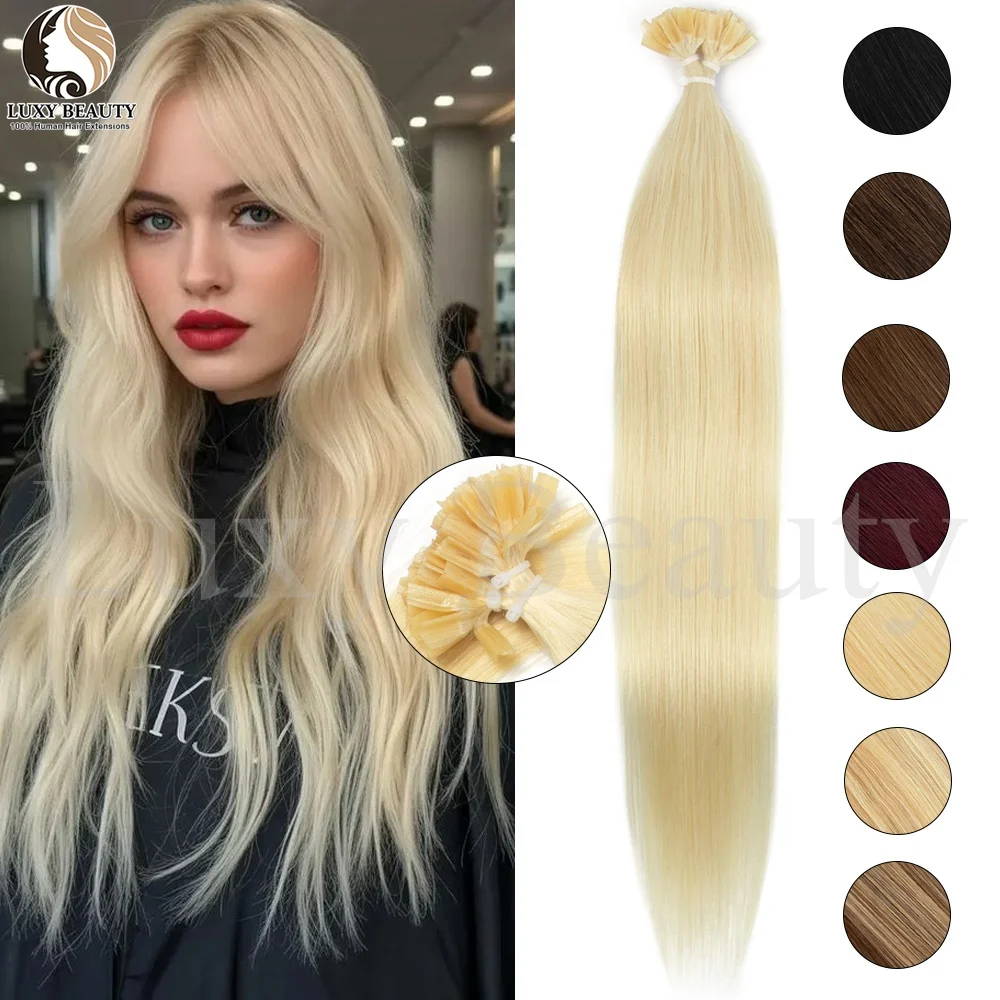 Blonde Nail Tip Hair Extensions Human Hair Keratin Tip Hot Fusion Human Hair Extension Straight Black Brown #60 Pre Bonded Hair