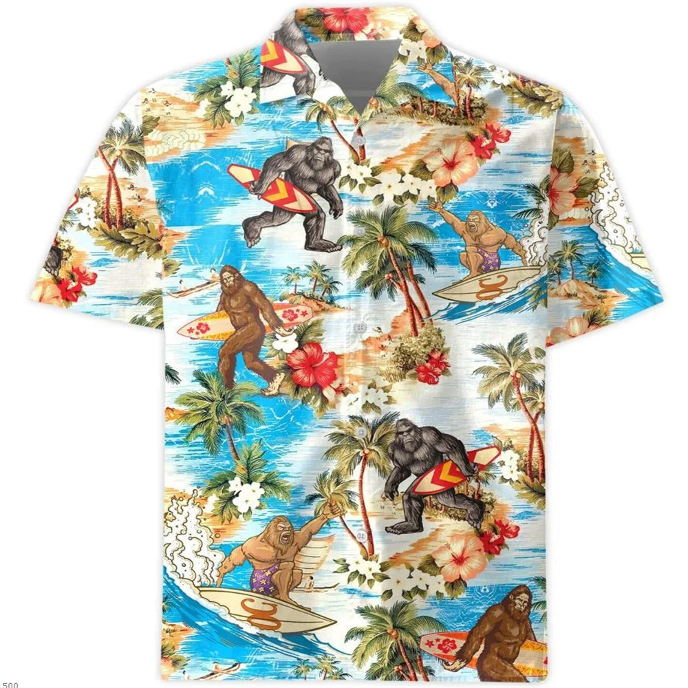 

Hot Selling Tropical Plant Hawaiian Shirt Men 3D Printed Beach Button Shirt Summer Short Sleeve T-Shirt Top Street Lapel Aloha S