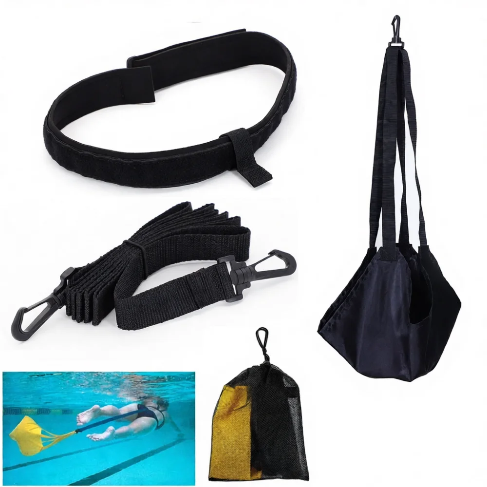 Professional Swimming Resistance Parachute Adjustable Drag Chute Swim Trainer Belt For Stroke Strength And Muscle Endurance