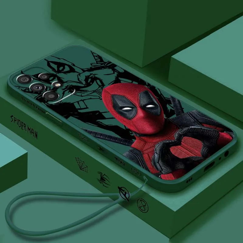 

Anime Marvel Deadpool Cool Phone Case For Samsung Note 20 Ultra A04 A05 A13 A15 A14 A12 A22 A23 A25 A42 5G Liquid Left Rope
