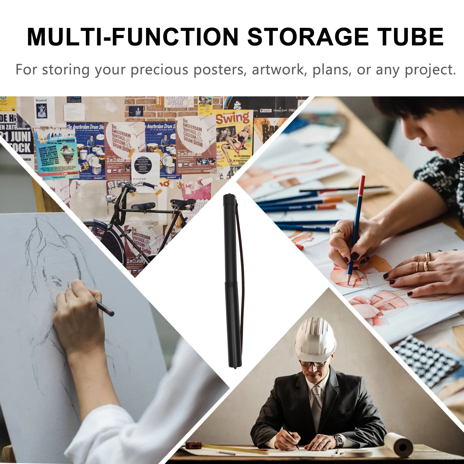 伸縮式ポスター ポータブルアートワーク収納 絵画用 プランプリント用 拡張可能な図面郵送ケース 製図用チューブ 書道用