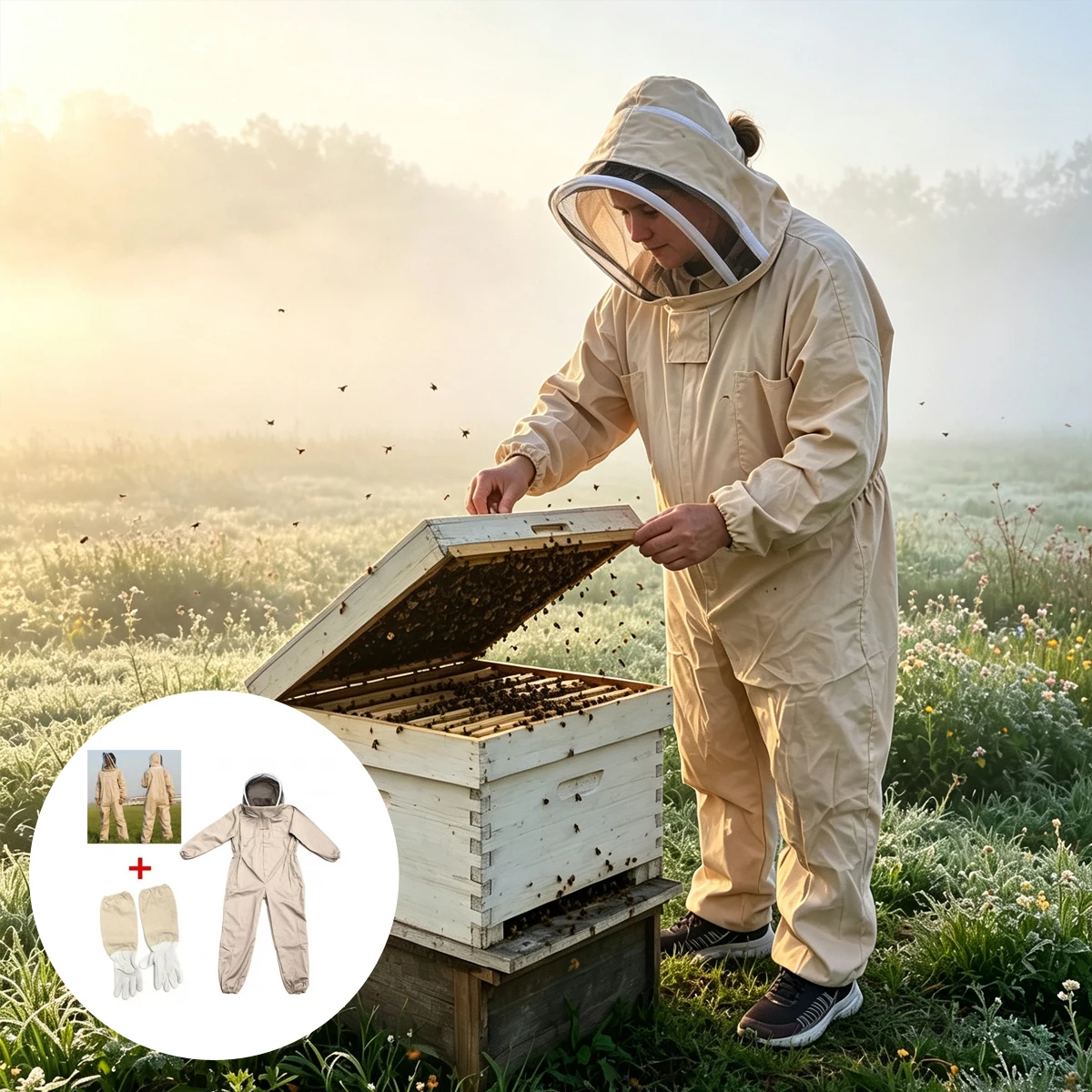 Beekeeping Suit With Gloves Breathable Beekeeper Clothing Xxl Ventilated Suits Bees Farmer Glove Bee Clothes Beepeer Man Men's