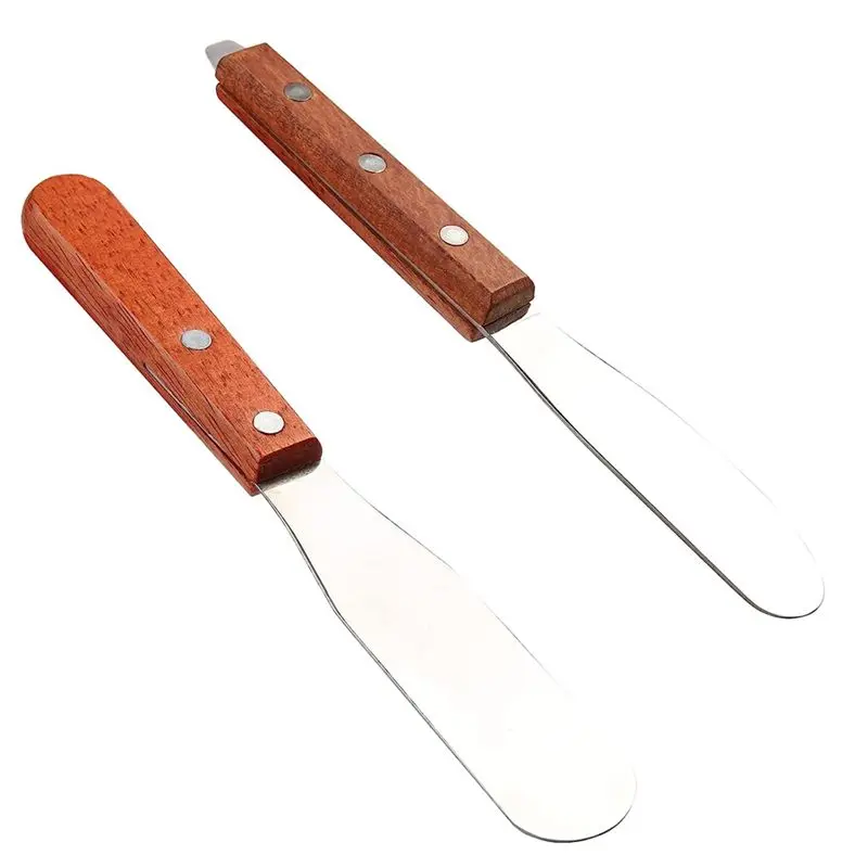 AFOURT- Lab 8Inch Spatula Wood+Metal Plaster Alignate Mixing Wax End Instrument With Wooden Handle