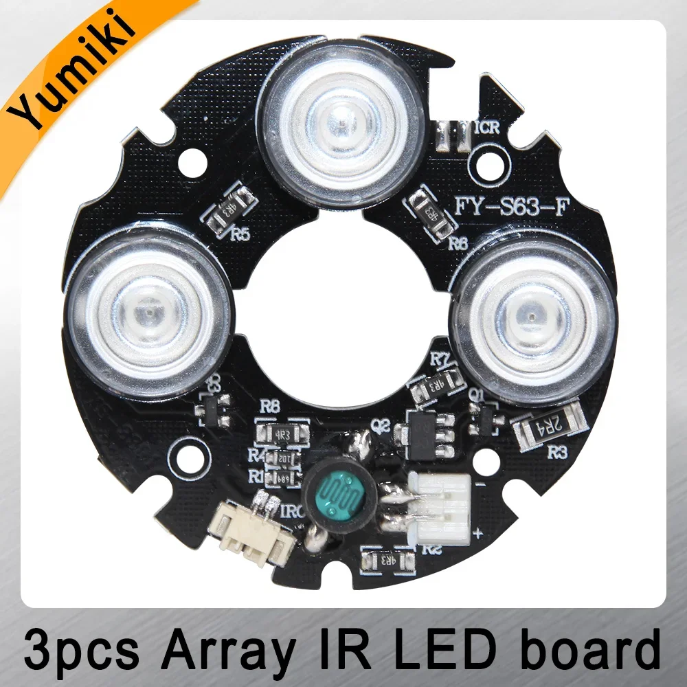 Yumiki 3array IR led Spot Light Infrared 3x IR LED board for CCTV cameras night vision (53mm diameter)