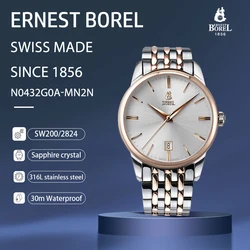 ERNEST BOREL 39mm Automatic Mechanical 316L Precision Steel Watch Sapphire Waterproof for Men N0432G0A-MN2N Gift