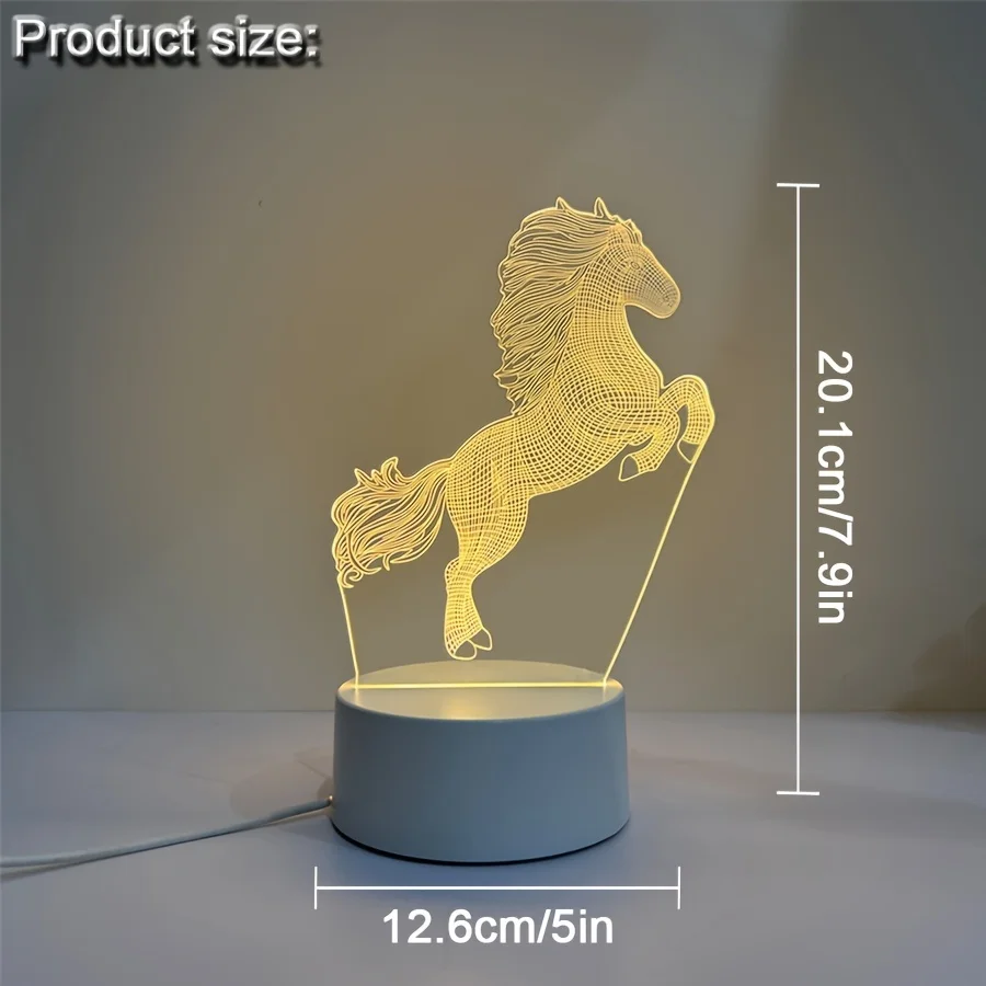 Horse series /3D vision night light, monochrome warm light plug-in base, birthday gift for friends, can be used in bedroom/livin