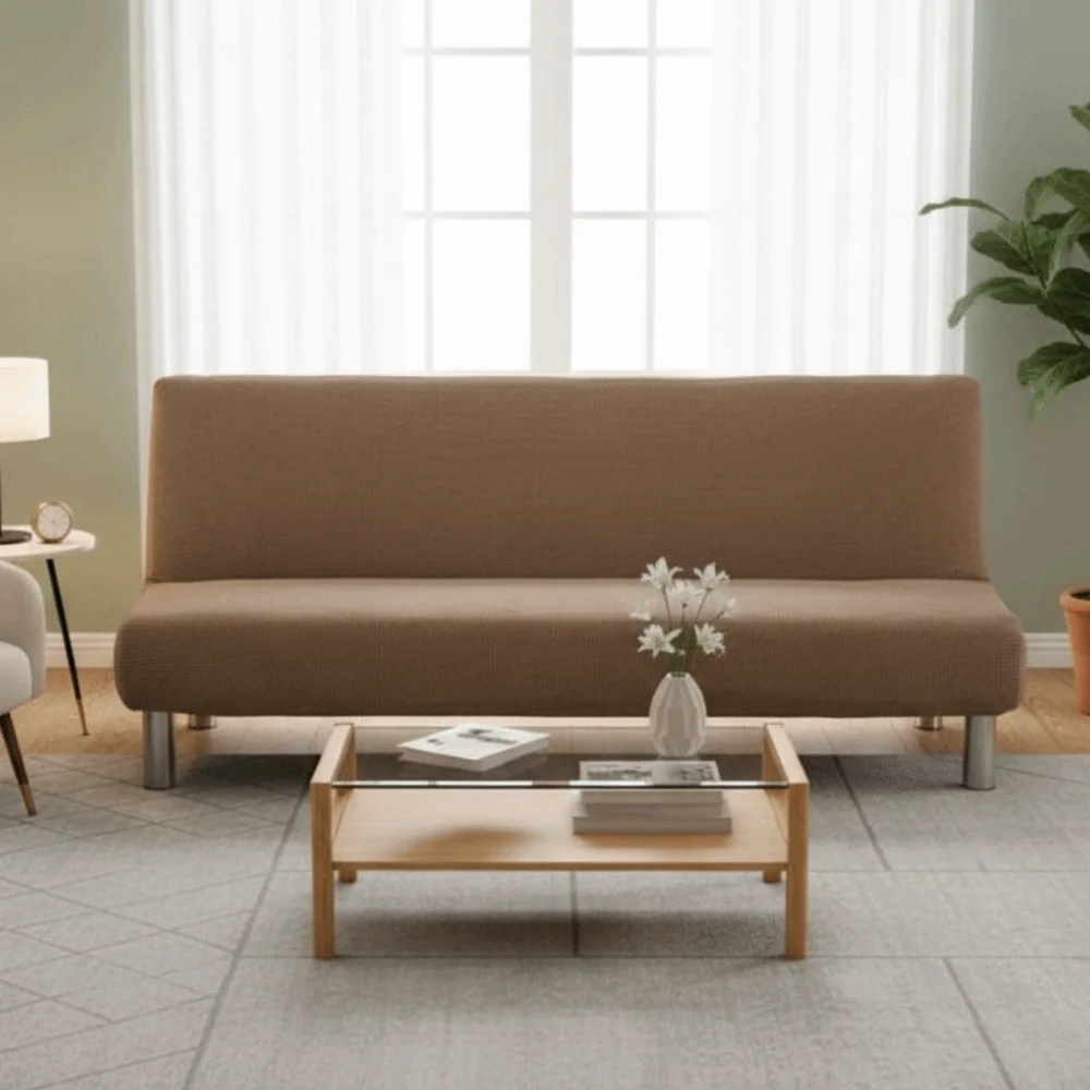 Simple Elastic Armless Sofa Slipcover Removable Dust-proof Futon Sofa Cover Non-slip Thickened Bench Cover All Season