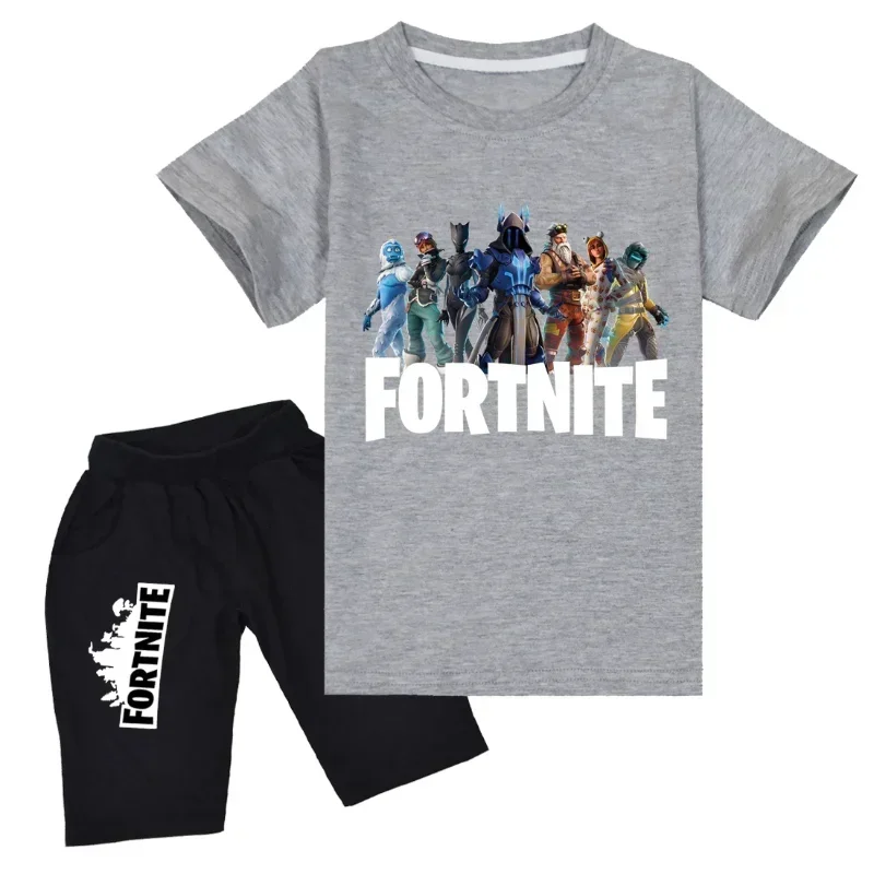 Fortnite T-Shirt Suit Short Sleeve Shorts 2 Piece Kids Sportswear Boys Girls Cotton Casual