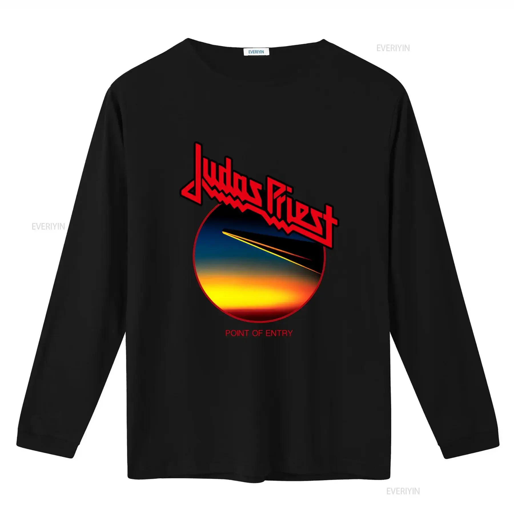 Judas Priest Point Of Entry Anniversary Black T Shirt Rock Band Merchcode  vintage Washed fashion Versatile Slightly Stylish