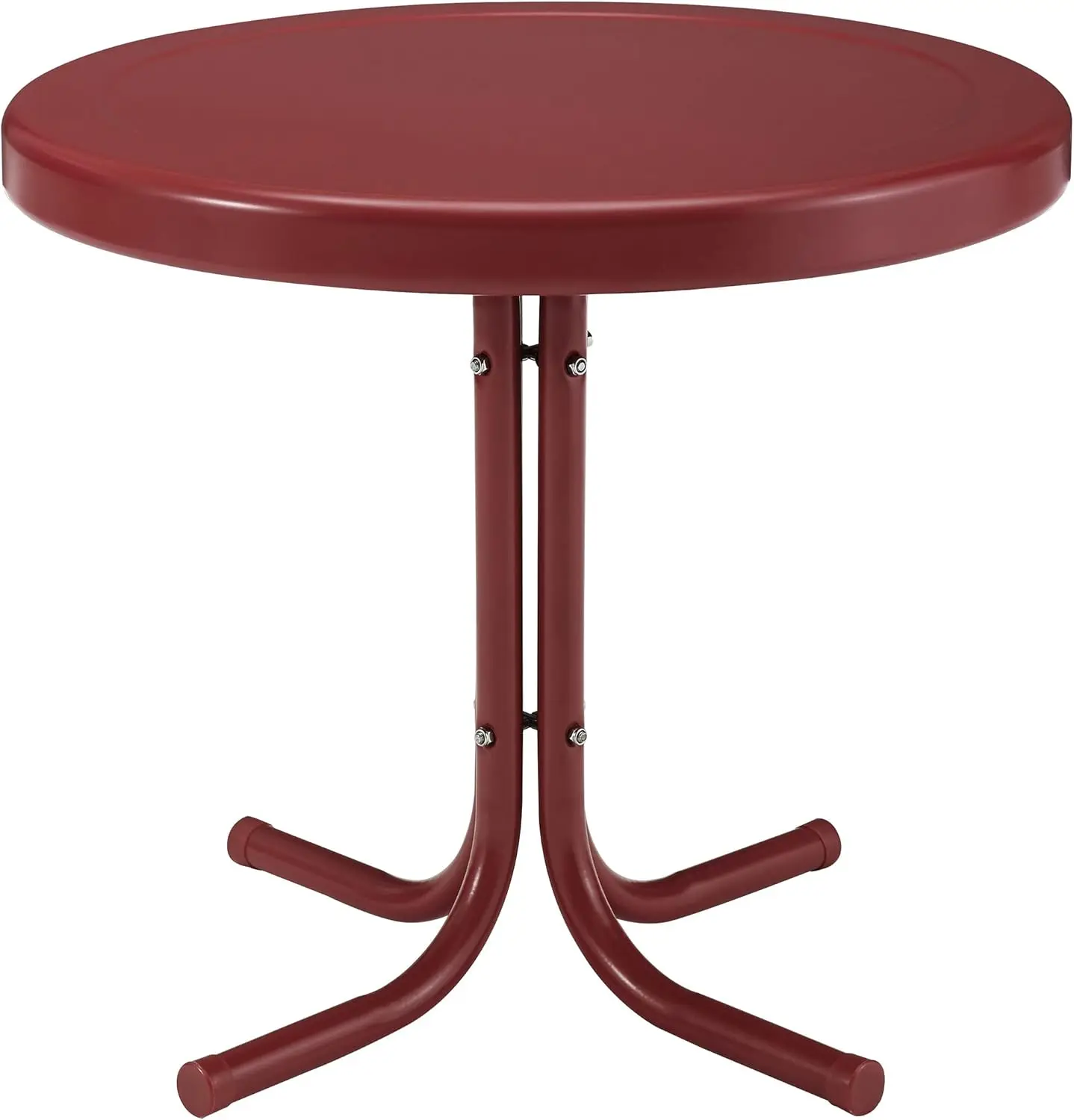 

Retro Metal Outdoor Side Table, Weather Resistant for Patio Deck Porch in Coral Red