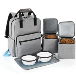 Pet Supplies Backpack Dog Cat Food Diaper Storage Backpacks Weekend Outdoor Large Capacity Tote Bag with Water Bowl Containers