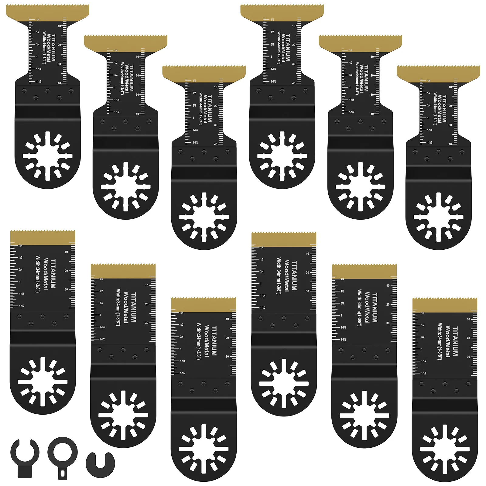 Conjunto de lâminas de serra oscilantes de titânio, 12 peças, 1.34/1.73 polegadas, multiuso, bidirecional, multiferramenta, resistente ao desgaste