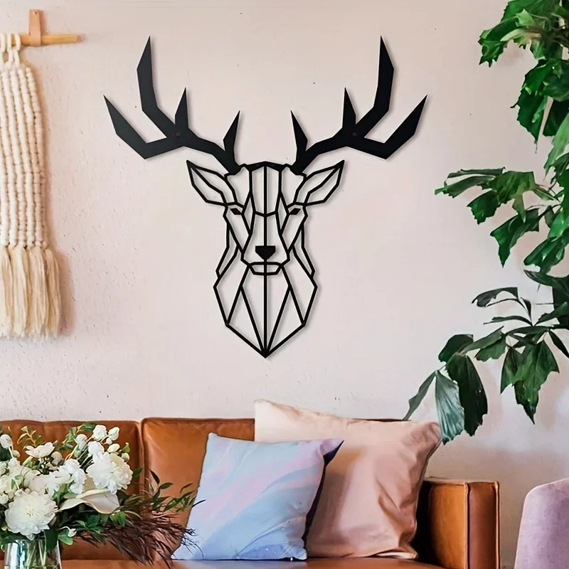 CIFBUY Deer Pattern Black Metal Wall Hanging Crafts Gift For Wildlife Lovers Office Bedroom Living Room Wall Art Wall decoration