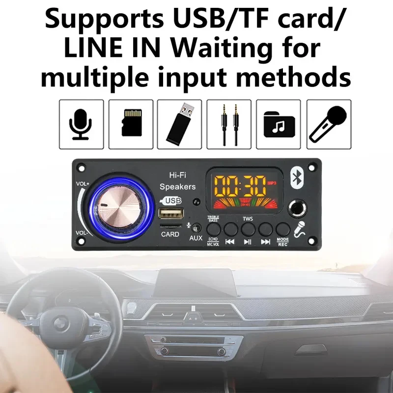DC 12V MP3 5.3 Bluetooth Decoding Board  Music PlayerCar Audio MP3 Decoder Bluetooth 5.3 Without Amplifier D185BT AB5362B