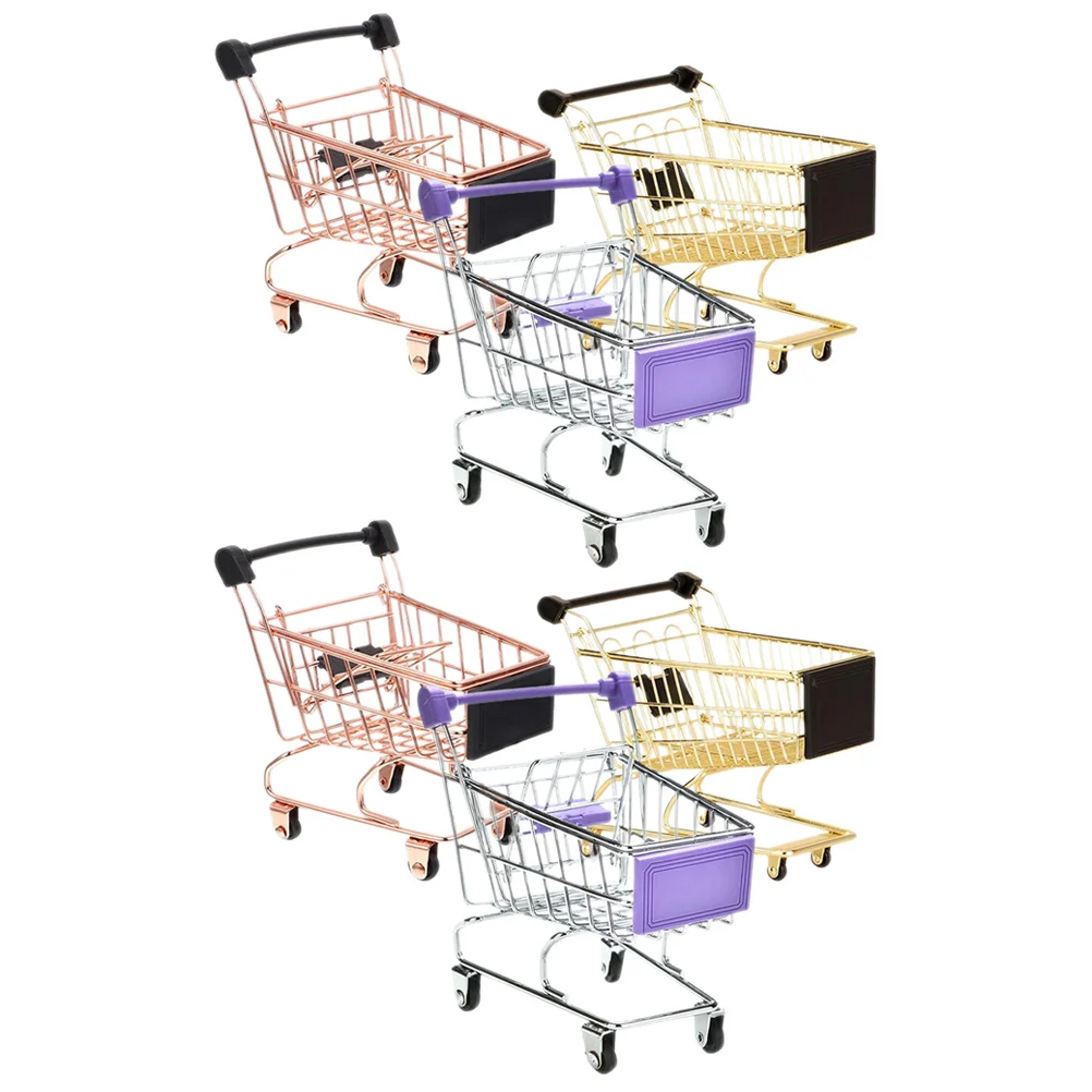 6 Pcs Mini Shopping Cart Push Toys for Toddlers 1-3 Kids Grocery Carts Metal Baby