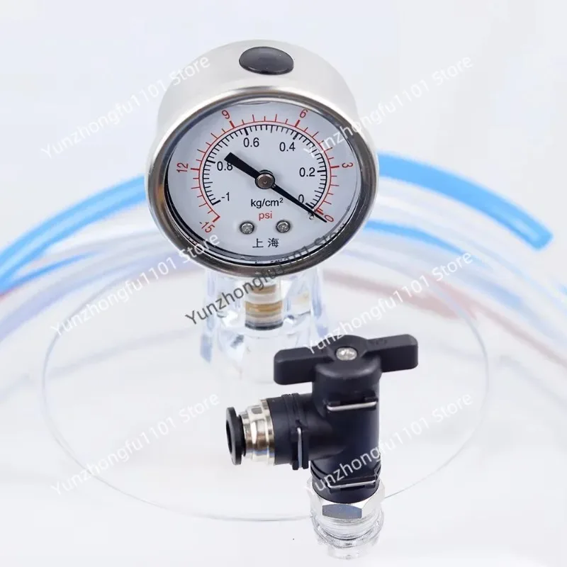 Lab Vacuum Desiccator 250mm Vacuum Desiccator Jar Polycarbonate Plastic Laboratory Dessicator Dryer with Pressure Gauge