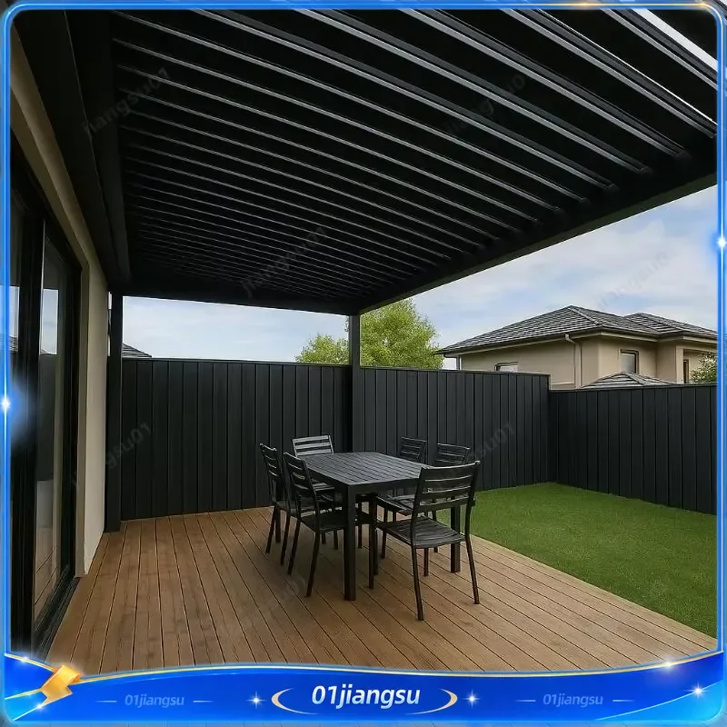 Electric Retractable Aluminum Alloy Smart Awning Waterproof Soundproof Outdoor Patio Cover for Villa Balcony Swimming Pool