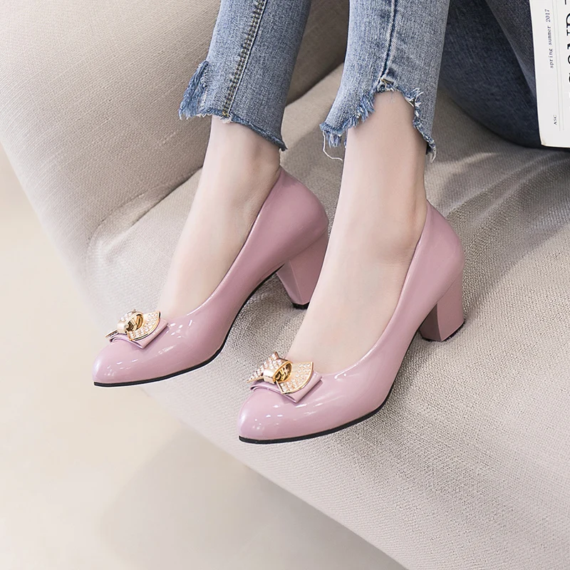 High Heels Pumps Shoes Women Wedding Shoes  Heels Fashion Party Pumps Footwear Black Round Zapatos De Mujer