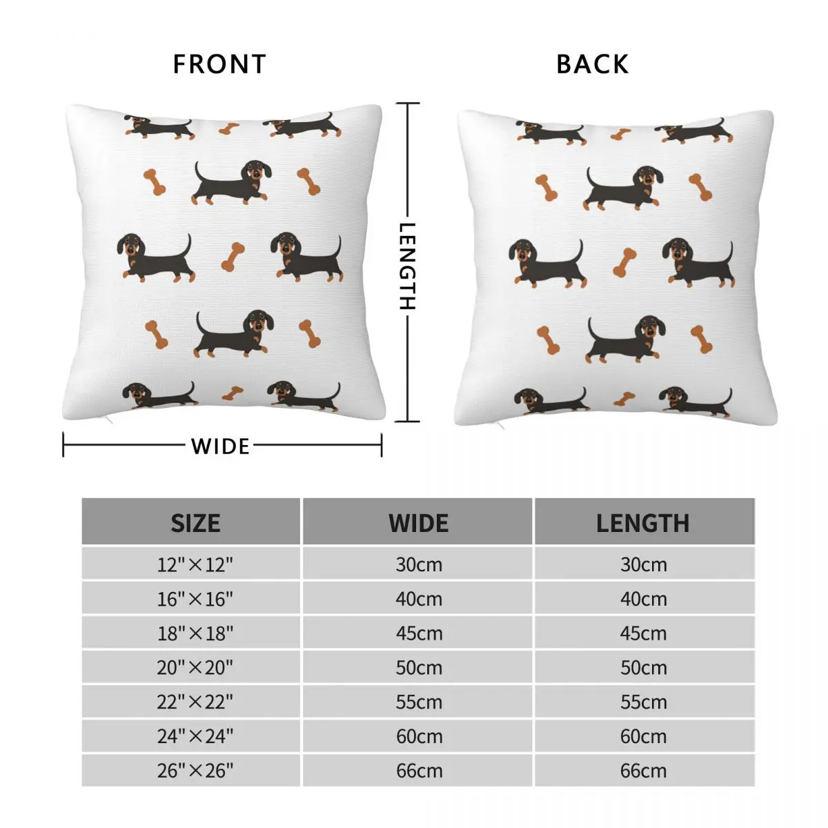 Black And Tan Dachshund Sausage Dog Square Pillowcase Pillow Cover Cushion Zip Decorative Comfort Throw Pillow for Home Bedroom