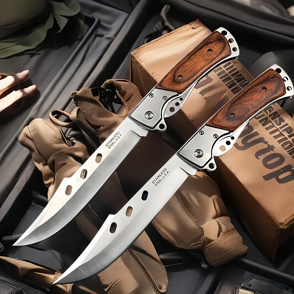 Outdoor Steel Folding Knife for Men High Hardness Survival Self Defense Portable Military Tactical PocketKnife for Hunting