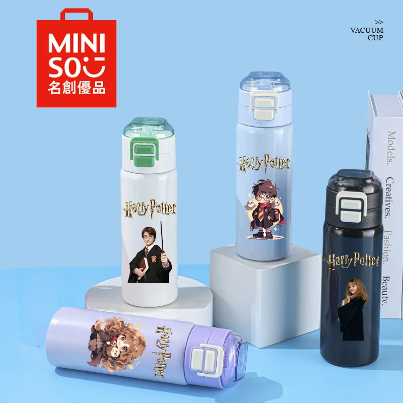 Miniso Harry Potter Taza aislada de acero inoxidable de 500 ml Taza para beber de doble capa Taza para estudiantes y niños
