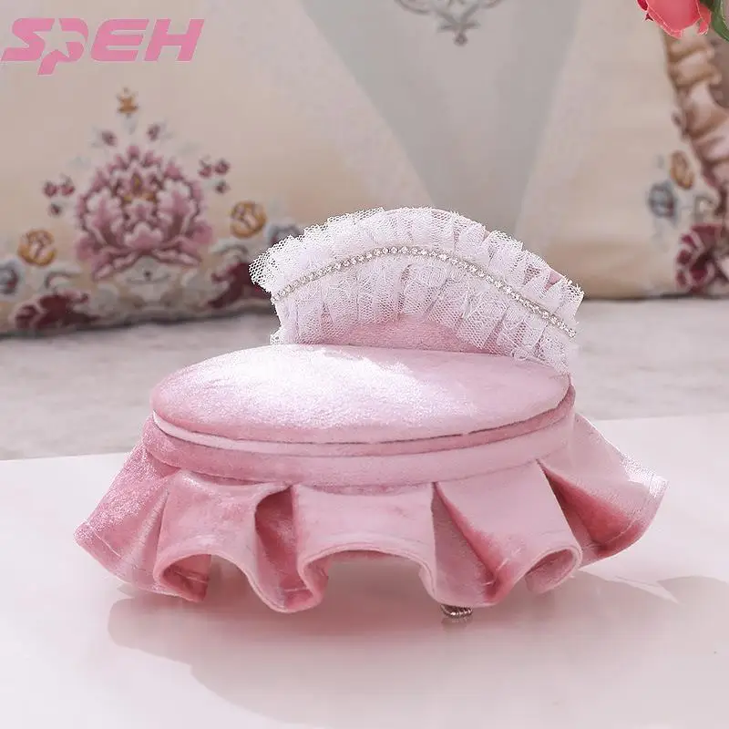 

Original design crystal ShanZuan pink velvet jewelry box round the bed chair