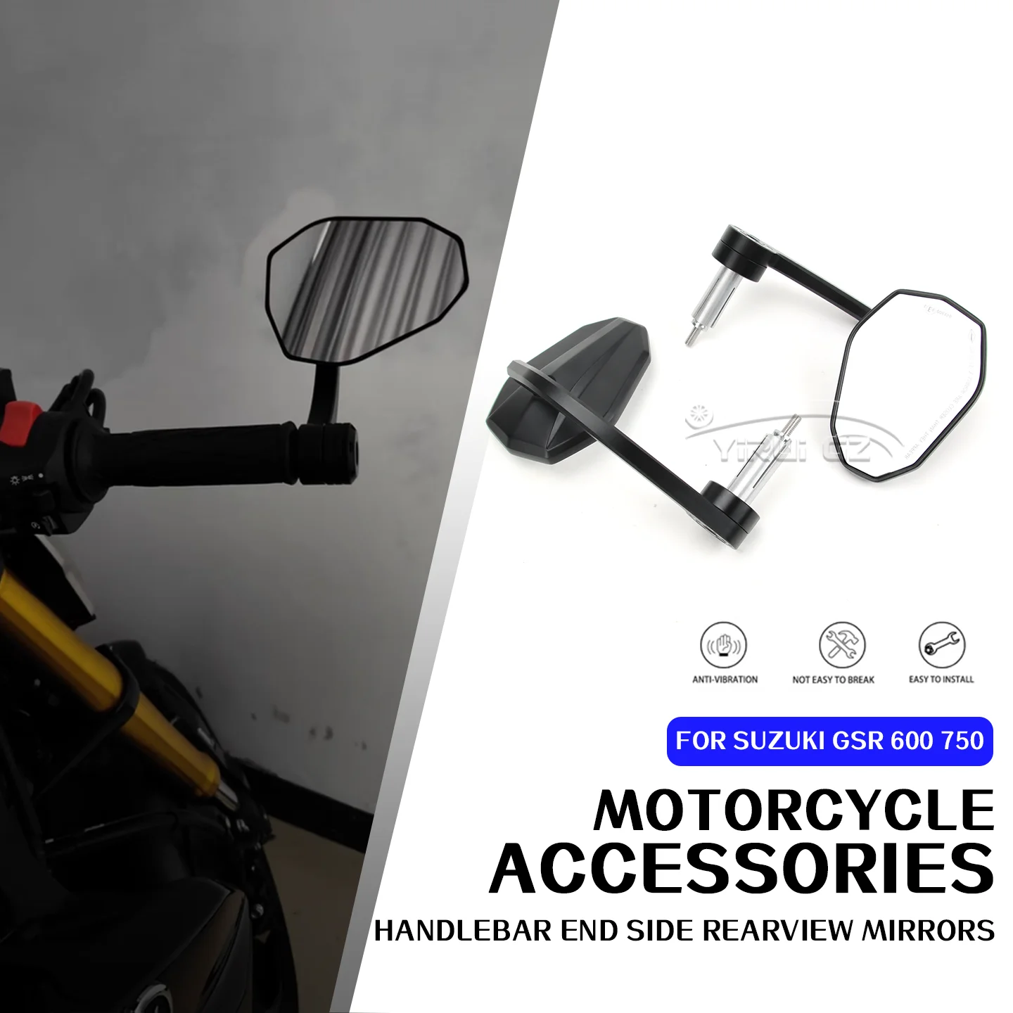 

For Suzuki GSR 600 GSR750 GSR 600 GSR750 GSR600 GSR750 Motorcycle Bar End Mirror Handlebar End Side Rearview Mirrors Wide Vision