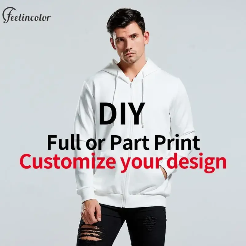 Couple Custom Zip Hoodies Design Your Text or Logo Hooded Pullover Diy Photo with Pocket Hoodie Casual Men Women Clothes