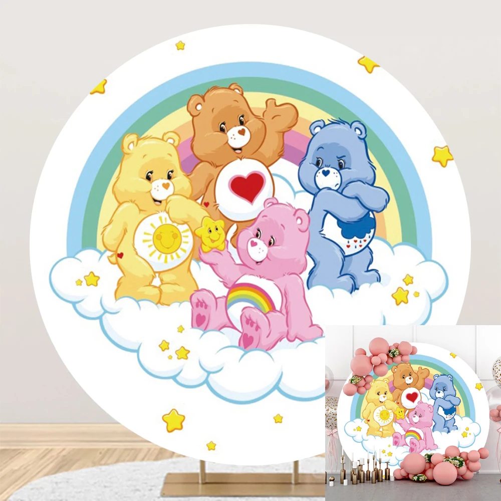 Miniso CareBears Elastic Circle Backdrop Photography Photo Background Props Baby Shower Birthday Party Decoration Photozone