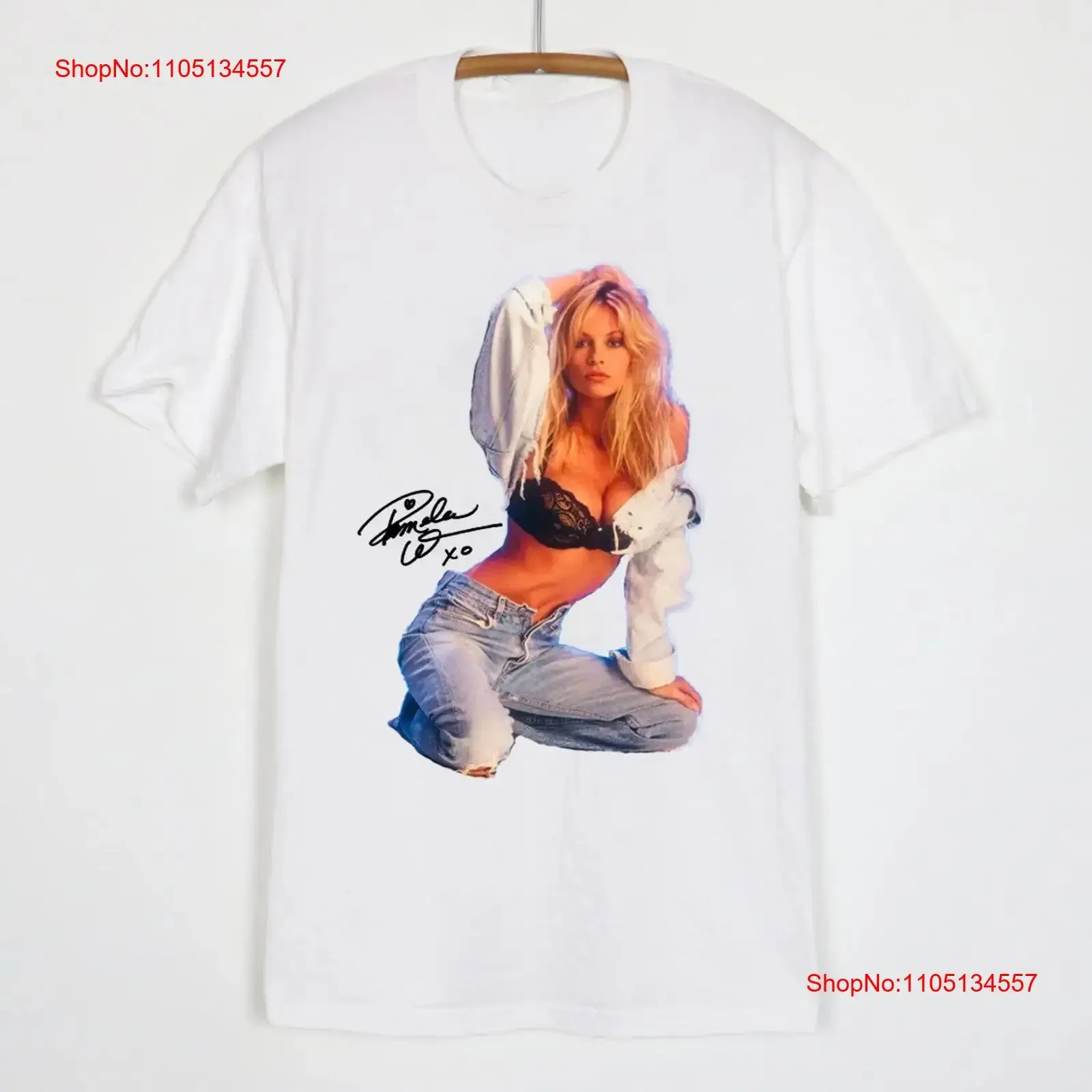 Nueva firma Se xy sujetador negro Pamela Anderson camiseta blanca S 5XL vintage lavado ligeramente ropa de diseñador streetwear homme