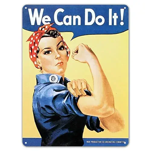 Rosie The Riveter We Can Do It WW2 Military Retro Vintage Style Metal Tin Sign 16 x 12 inches