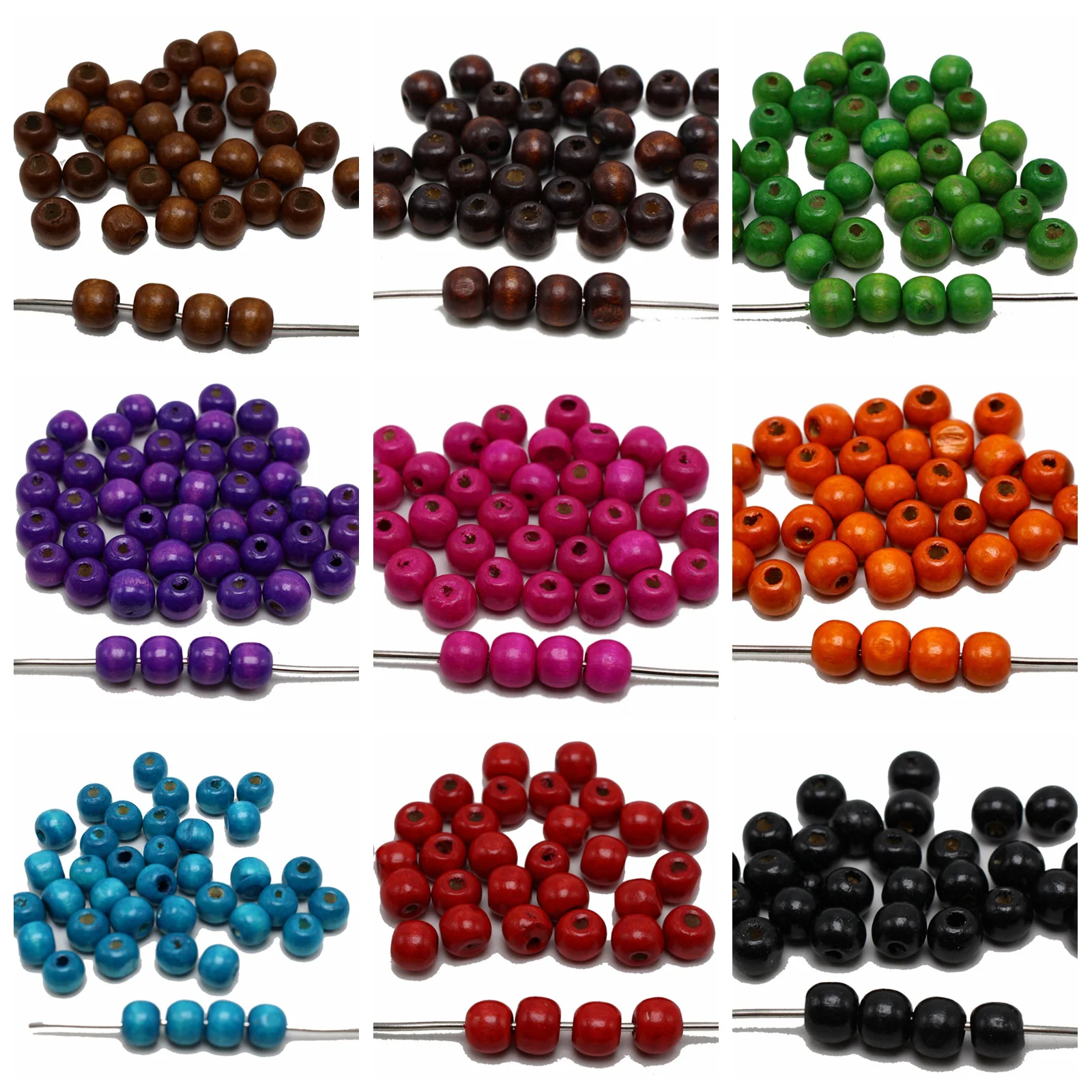 200 Round Wood Beads 10mm(3/8\