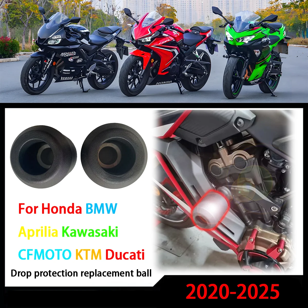 

For Honda BMW Aprilia Kawasaki YAMAHA CFMOTO Ducati Suzuki Super Duke KOVE QJMOTO Drop protection replacement ball