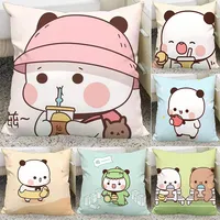 Bubu Dudu Panda Print Pillow Case Cartoon  Kawaii Cushions Cover Square Sofa Decorative Peachskin Pillowcase Home Decor Gifts