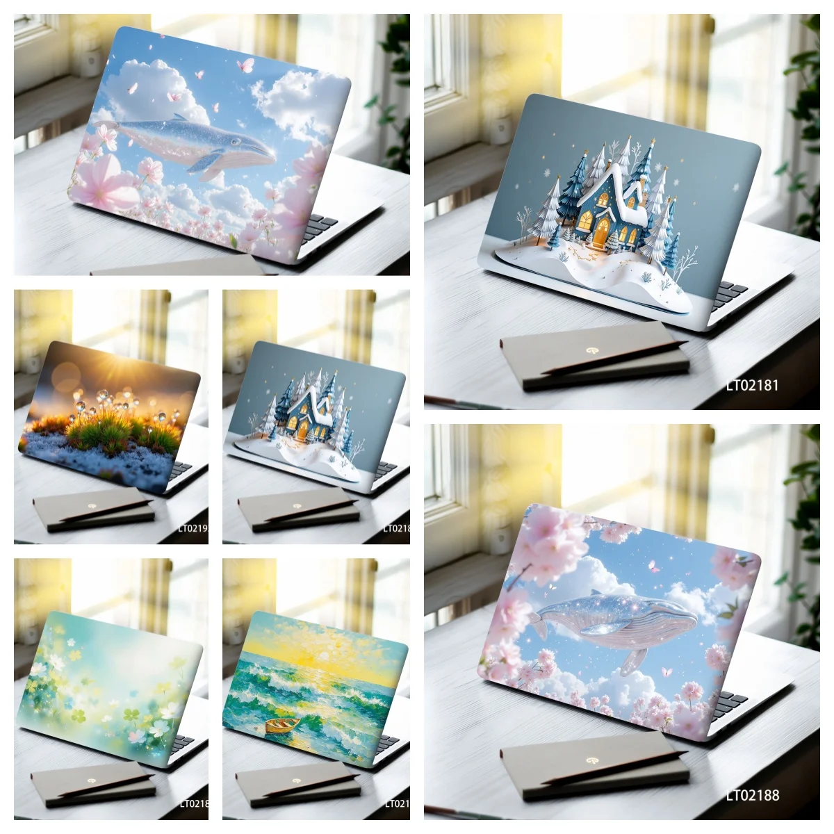 2 PCS Self-Adhesive Removable PVC 3D Sticker 15.07x10.82 Inches for Laptop Tablet Decal Skins laptop sticker macbook skin
