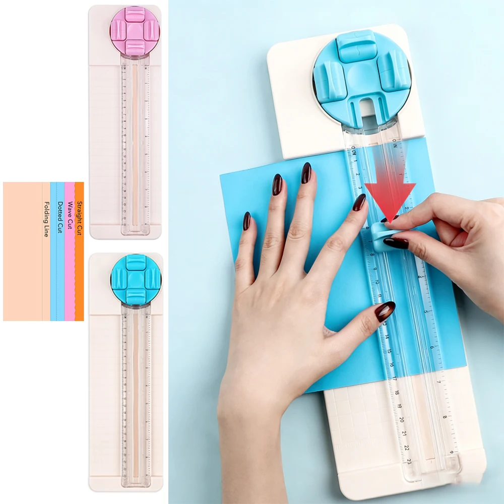 

4-In-1 Paper Trimmer with Dial Blades Mini Paper Trimmer for Versatile Cutting Styles Craft Portable Paper Cutter Diy Handmade