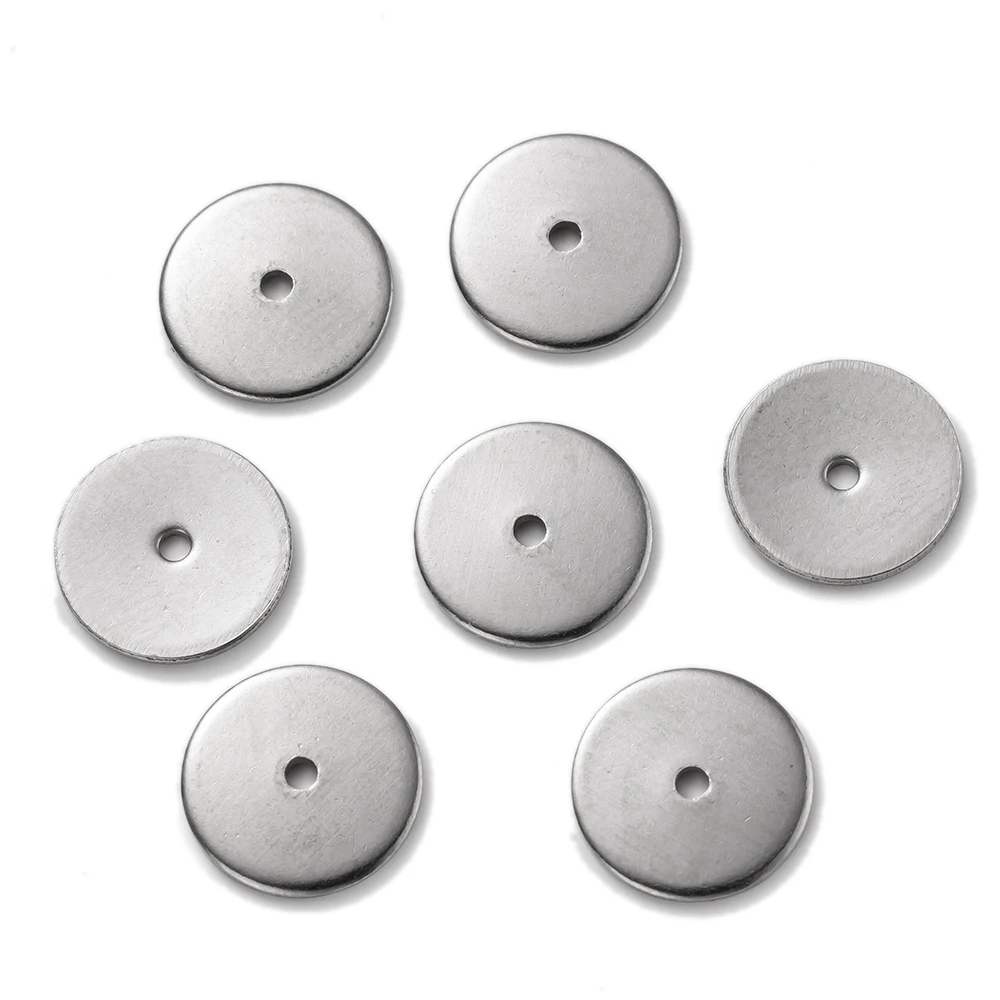 50 Stück 4/6/8/10 mm Edelstahl-Abstandsperlen, flach, rund, Metall, lose Charm für Halskette, Armband, Ohrringe, Herstellung von DIY-Schmuck – Detail 4