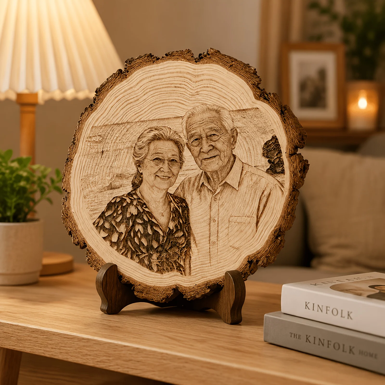 Vintage Holz-Fotoornament Personalisierte Individuelle Bilddekoration für Gruppen- & Einzelfotos Gedenkgeschenke für Feiertage – Detail 4