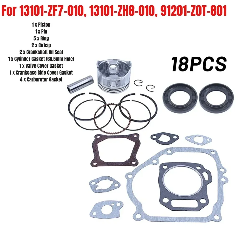 68mm Piston Rings Gasket Oil Seal Rebuild For Honda GX160 GX200 168F 5.5/6.5-HP 2-3.5kw 4-Stroke Gasoline Generator Trimmer Part