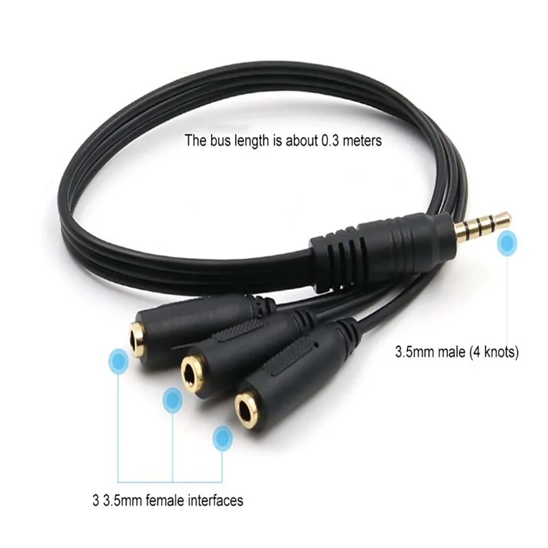 For Phone Headset Splitter Cable 3.5mm Earpphone Spliter Audeo Jack Extender 1 To 6 Ports Aux Cable Earphone Mic Audio Adapter