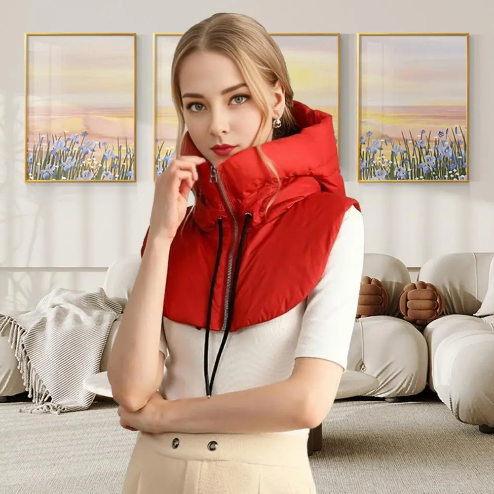 Winter Ultralight Down Hooded Hats For Women Men Warm Ring Scarf Balaclava Hat Neck Zippper Drawstring Coat Scarf Short Tank Top