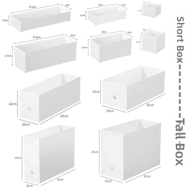 White Narrow Long High Desktop Organizer Box Office Supply Sticky Note Cabinet Cosmetic Kitchen Drawer Plastic Storage Box