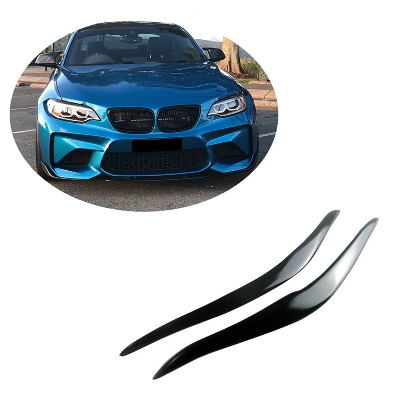 Pegatina de párpado para faros delanteros de BMW, cejas negras brillantes para BMW F87 M2 F22 F23 220I 228I M235I M Sport Coupe 2 puertas 2014-2019