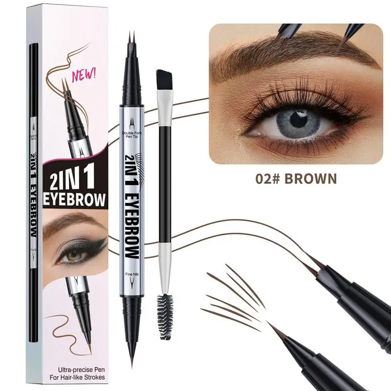 2-Ended Forked Tip Eyebrow Pencil Liquid Eye liner Smudge-Proof Ultra-fine Eyebrow Pencil Liquid Eyebrow Tattoo Pencil