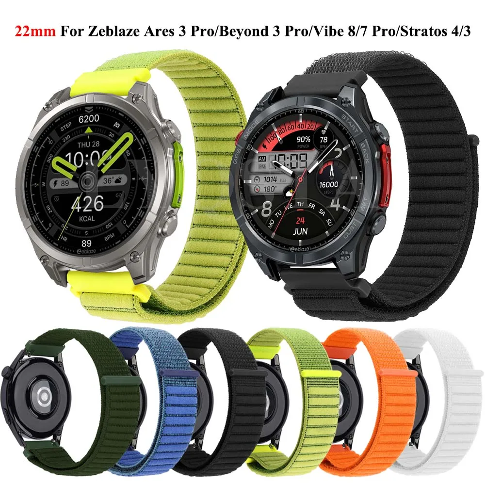 Горячий нейлоновый ремешок 22 мм для Zeblaze Stratos 4/GTR 3 Pro, ремешок для часов Zeblaze Btalk 2 Lite/Beyond 3 Pro/Vibe 8/7 Pro, браслет