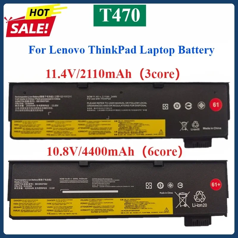 

10.8V 6600mAh Laptop Battery For Lenovo ThinkPad T470 T480 T570 T580 P51S P52S 01AV427 01AV428 01AV423 SB10K97580 61+