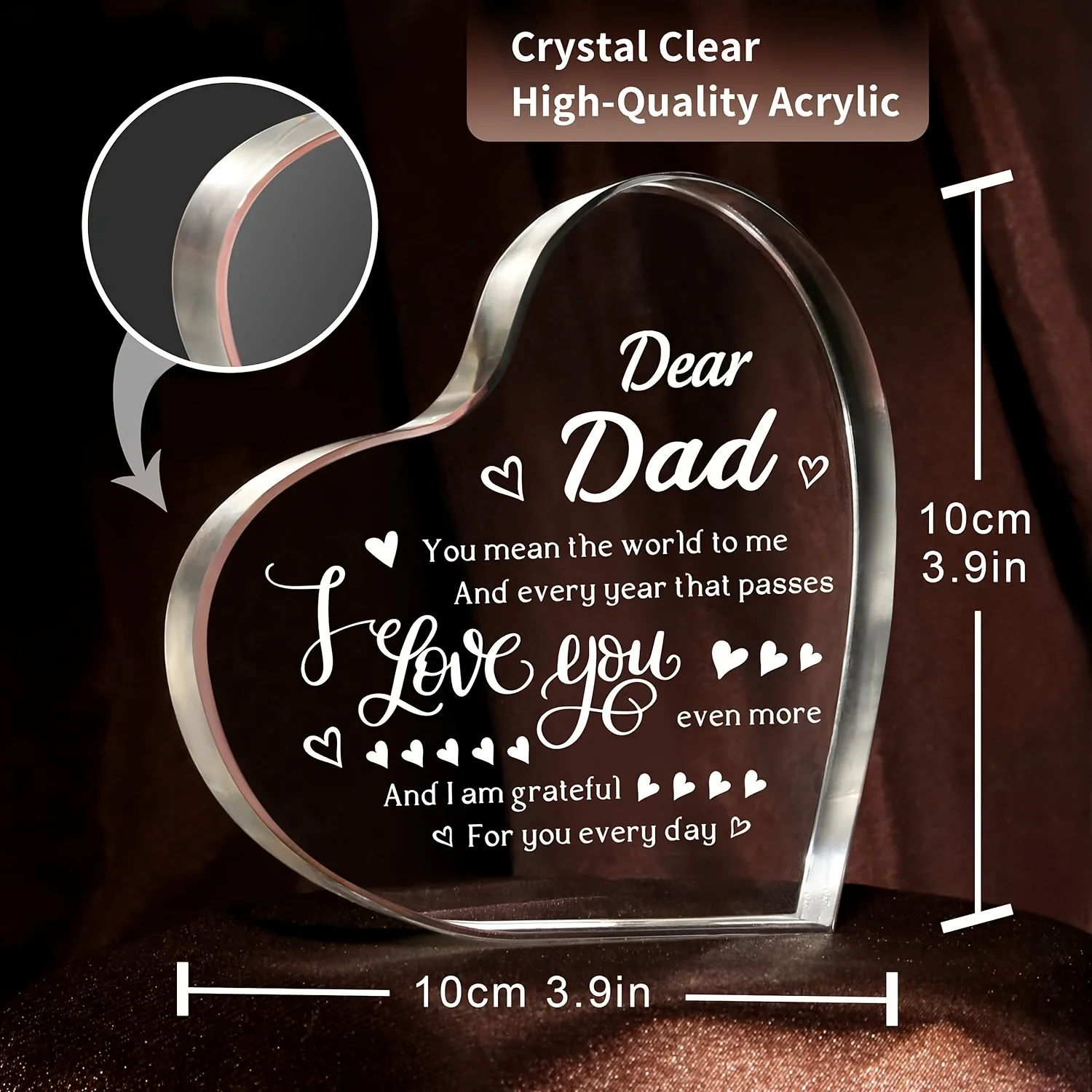 1 piece, birthday gift from daughter and son to father, transparent acrylic plaque, Valentine\'s Day, Christmas gift,