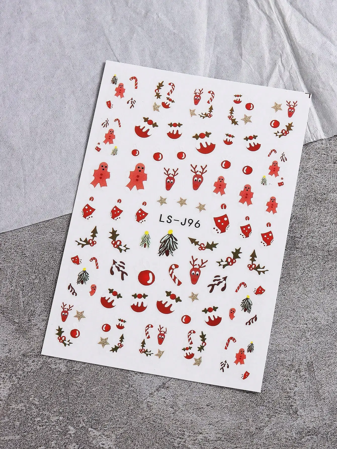 4 شكوك Weihnachts-Dekoraufkleber مع Weihnachtsmann، Schneemann، Pinguin، Elch، Lebkuchenmann، Süßes Muster Design