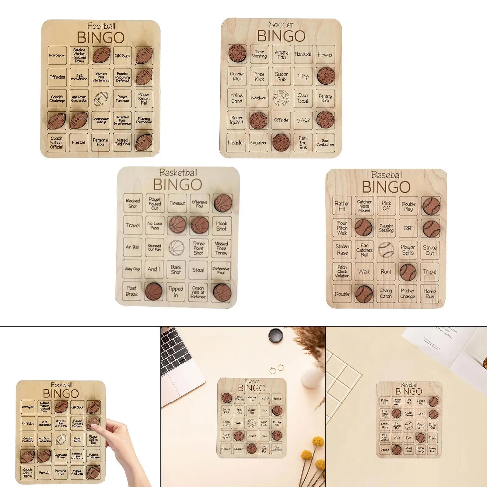 

Bingo Game Holiday Party Activity Favor Reusable Night Wood Game Bingo Cards