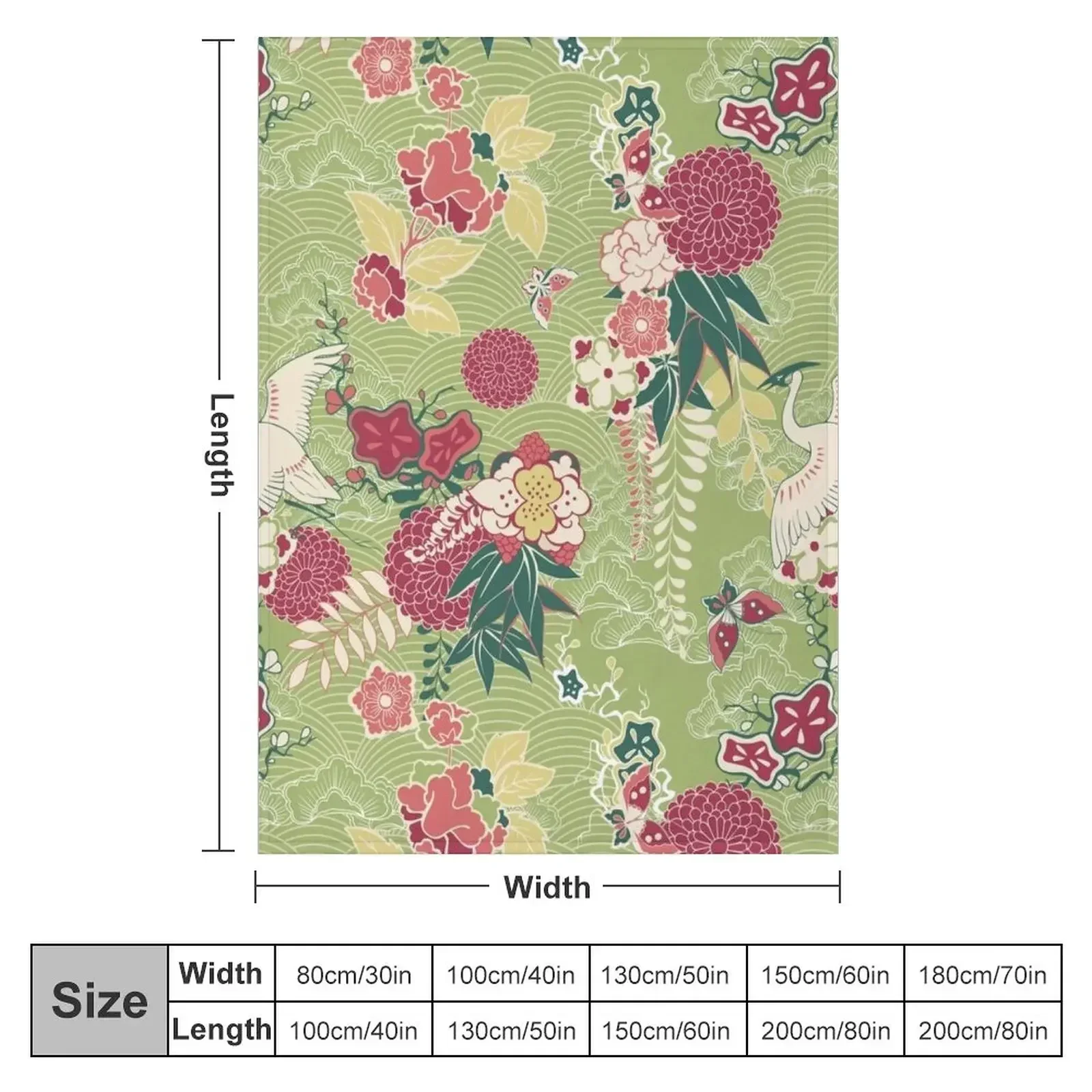 Japanese pattern of flying heron surrounded by flowers Throw Blanket Weighted anime Shaggy halloween Blankets